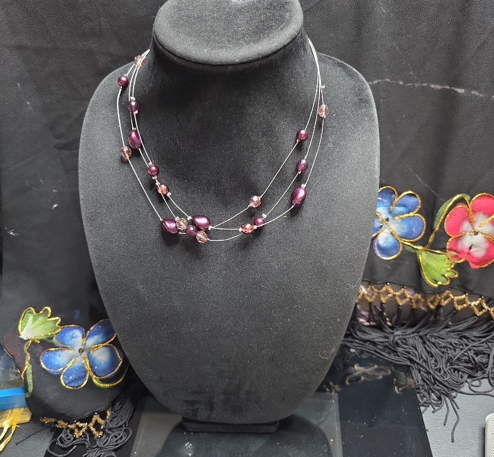 Multi-Strand Purple Bead Necklace - Elegant Women's Jewelry
